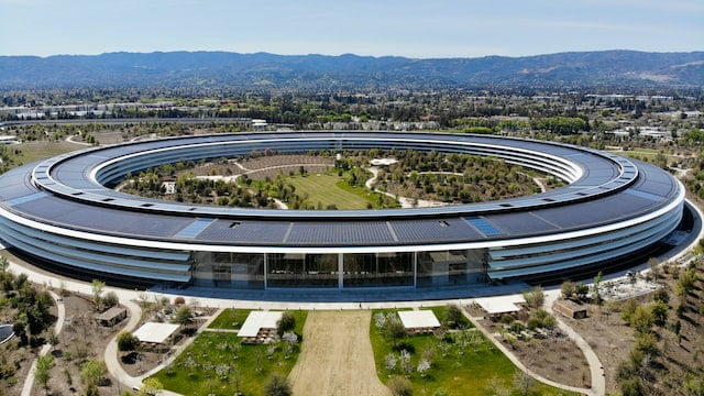 Imagem aérea do Campus da Apple no Vale do silício.